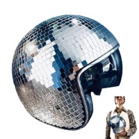 Biudui Disco Ball Helmets, Disco Mirror Glitter Ball Helmets, Glitter Mirror Glass Disco Helmets, Stunning Disco Ball Helmets For Dj Club Stage Bar Party Dance