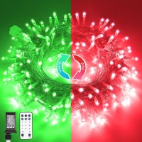 Jmexsuss 200 Led Christmas String Lights For Halloween Decor Red Green Christmas Lights Clear Wire 11 Modes Connectable Twin