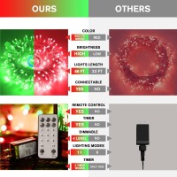 Jmexsuss 200 Led Christmas String Lights For Halloween Decor Red Green Christmas Lights Clear Wire 11 Modes Connectable Twin