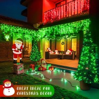 Jmexsuss 400 Led Christmas Icicle Lights Outdoor Red Green Halloween Icicle Lights Clear Wire 11 Modes Connectable String Li