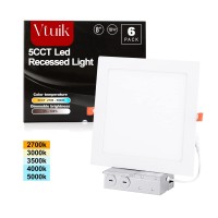 Vtuik 8 Inch 6 Pack 18W Dimmable Square Led Can Light Retrofit With Junction Box 1440Lmcri85 Ultra Thin Led Downlight 5Cct 270