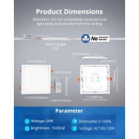 Vtuik 11 Inch 24W Dimmable Square Led Can Light Retrofit With Junction Box 1920Lmcri85 Ultra Thin Led Downlight 5Cct 2700K500