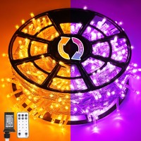 Jmexsuss 168Ft 600 Led Halloween Decor Lights Outdoor Clear Wire Orange Purple Halloween String Lights Indoor Plug In 11 Modes