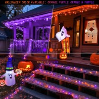 Jmexsuss 168Ft 600 Led Halloween Decor Lights Outdoor Clear Wire Orange Purple Halloween String Lights Indoor Plug In 11 Modes