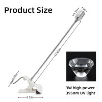 Lishumei Uv Led Light Fixtures With Gooseneck And Clamp Mini Desk Light Clamp Portable Gooseneck For Outdoor Stall Gel Nail Curing, 5V Usb Input (Silver,Long Head)