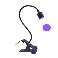 Lishumei Uv Led Light Fixtures With Gooseneck And Clamp Mini Desk Light Clamp Portable Gooseneck For Outdoor Stall Gel Nail Curing, 5V Usb Input (Black,Long Head)