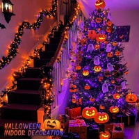 Jmexsuss Halloween Decoration Lights 200 Led Orange Purple Halloween Lights Clear Wire 11 Modes Connectable Halloween String L