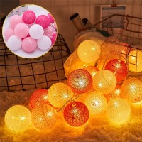 Mekek 2M 10 Lamp Led Light String 6Cm Diameter Cotton Ball Lights Interior Outdoor Decoration Night Lights For Children Room Party Wedding Garden Grey