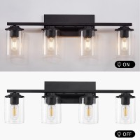 Sadenicel 4 Light Bathroom Light Fixtures, Vanity Lights For Bathroom, Black Wall Sconces Lighting With Clear Glass Shades