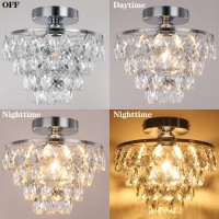 Luupyia Mini Crystal Chandelier Ceiling Light Small Modern Crystal Ceiling Light For Hallway Ceiling Light Fixtures Flush Mount