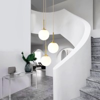 Modern Minimalist Stairwell Round Glass Ball Chandelier Shop Restaurant Dining Table Brass Chandelier Cafe Box Decorative Chandelier Homestay Aisle Entrance Light