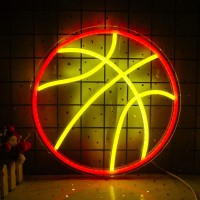 Basketball Neon Signs Sport Neon Sign Yellow And Red Neon Light For Bedroom Neon Sign For Wall Decor Usb Powered Switch Light Up Sign Led Neon Sign