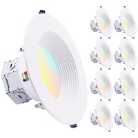 Torchstar 8Pack 5Cct 6 Inch Led Integrated Canless Led Recessed Lighting With Jbox Antiglare Deep Baffle Cri90 Dimmable Cei