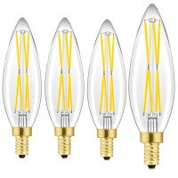 Xininsun E12 Edison Candelabra Led Bulb,100W Equivalent Dimmable Led Chandelier Light Bulbs,8W 4000K Daylight White 800Lm B10 Vintage Led Filament Candle Bulb With Decorative,4.85In,4 Pack