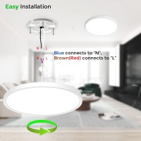 Inshareplus 12Inch Led Ceiling Light, White 24W(240W Equiv) 6000K Cold White Flush Mount Ceiling Lights Fixture, Super Bright, 3200Lm Modern Ceiling Lamp For Bedroom Kitchen, Office, Hallway