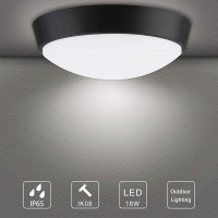 Ksdlmpa Led Ceiling Lamp Bathroom Ceiling Light 100-265V Surface Mounted Waterproof Light 18W Indoor Outdoor Corridor Lights (Cold White, Black)