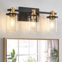 Dadul 3 Light Bathroom Vanity Light Black And Gold Bathroom Light Fixtures Over Mirror Modern Gold Vanity Light With Clear Gla