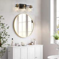 Dadul 3 Light Bathroom Vanity Light Black And Gold Bathroom Light Fixtures Over Mirror Modern Gold Vanity Light With Clear Gla