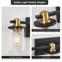 Dadul 3 Light Bathroom Vanity Light Black And Gold Bathroom Light Fixtures Over Mirror Modern Gold Vanity Light With Clear Gla