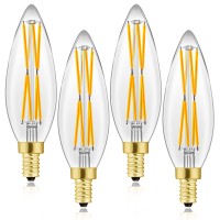 E12 Candelabra Led Light Bulbs 100 Watt Equivalent Edison Chandelier Light Bulbs 3000K Soft White Clear 800Lm Dimmable B10 Vintage Led Filament Vintage Candle Bulb With Decorative,4.85In,4-Pack.