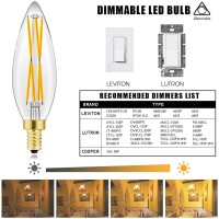 E12 Candelabra Led Light Bulbs 100 Watt Equivalent Edison Chandelier Light Bulbs 3000K Soft White Clear 800Lm Dimmable B10 Vintage Led Filament Vintage Candle Bulb With Decorative,4.85In,4-Pack.