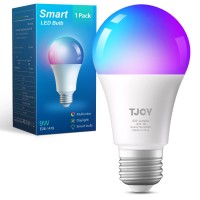 Tjoy Bluetooth Light Bulb, Smart Light Bulbs With App Control, Rgb Color Changing Led Light Bulbs Music Sync, Led Smart Light Bulb For Room, A19 E26 800Lm, 1 Pack (Not Support Alexa/Google/Wifi)