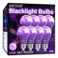 Mfxmf 8 Pack A19 Led Black Light Bulbs9W 100W Equivalent E26 Base Dimmable Black Lights Uva Level 385400Nm Halloween Light