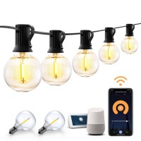 Xmcosy Smart Outdoor String Lights 75Ft G40 Globe Patio Lights With 34 Dimmable Led Bulbs Wifi App Control Work With Alexa