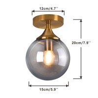 Kco Lighting 1 Light Flush Mount Ceiling Light Mid Century Globe Ceiling Light Fixture For Hallway Entryway Bedroom (Smoke Grey Glass Globe)