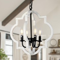 Stepeak Farmhouse Chandelier 4Light Dining Room Light Fixtures Over Table Distressed Wood White Chandeliers For Dining Room K