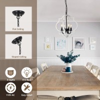 Stepeak Farmhouse Chandelier 4Light Dining Room Light Fixtures Over Table Distressed Wood White Chandeliers For Dining Room K