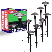 Greenlighting Low Voltage Outdoor Lights - Modern Skyline Path Stake Lights And Spot Lights Set - Walkway Lights, Garden And Lawn Lights, Landscape Lighting (8 Pack)