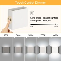 Lightess Touch Wall Sconce Battery Powered Set Of 2 White Small Wall Lights Rechargeable Up Down Wall Mount Lights Indoor Dimm