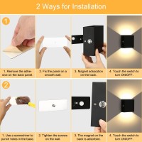 Lightess Led Wall Sconce Battery Powered, Touch Control Dimmable Wall Lamp Rechargeable Black, Up Down Wall Mount Lights For Hallway Living Room, Warm White, Lg9939106