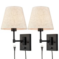 Samteen Swing Arm Wall Sconces Set Of Two Modern Black Sconce Light Plug In Wall Sconce With Shade Black Swing Arm Wall Lamp Wi