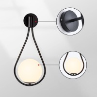 Fulesi Black Wall Sconce 1 Light Mid-Century Wall Sconce Modern Globe Glass Wall Light Bathroom Vanity Lights Hallway Light Fixture Sconces