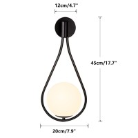 Fulesi Black Wall Sconce 1 Light Mid-Century Wall Sconce Modern Globe Glass Wall Light Bathroom Vanity Lights Hallway Light Fixture Sconces