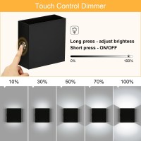 Lightess Dimmable Led Wall Sconce Battery Powered Set Of 2 Touch Control Wall Light Rechargeable Black Modern Up Down Wall Mou