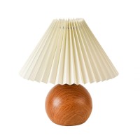 Kunjoulam Cute Small Pleated Lamp Modern Bedside Nightstandtable Lamp With Beige Lampshade Metal Base For Bedroom Home Offic