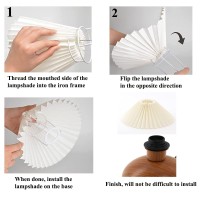 Kunjoulam Cute Small Pleated Lamp Modern Bedside Nightstandtable Lamp With Beige Lampshade Metal Base For Bedroom Home Offic