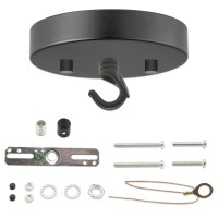 Eifhyt Canopy Kit For Chandelier, 5 1/8 Ceiling Lighting Modern Steel Canopy Kit Light Fixture Cover Plate, Hook & Cord Holder For Pendant Lighting Fixtures Black