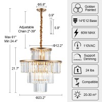 Lighceac 23 14Light Modern Crystal Chandelier Light Fixtures 4Tier Gold Luxury Chandeliers For Dining Room Round Hanging Pen