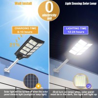 800W Solar Street Light, 60000Lm Ip66 Waterproof Solar Security Flood Lights Outdoor Motion Sensor, Dusk To Dawn Solar Led Light Lamp With Remote & Light Sensor For Garden,Yard, Path, Parking Lot