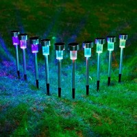 Garden Mile 10 X Solar Powered Colour Changing Led Stake Lights Garden Path Border Driveway Outdoor Path Solar Power Light Up Stakes For Garden Colour Lighting Garden Outdoor Lights Solar Lamp Post