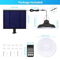 Solar Pendant Shed Light-3000K/4000K/6500K/Dimmable Lighting Solar Power Light With Remote Control,Ip65 Waterproof Timing Indoor/Outdoor Hanging Lantern Light,16.4Ft Cord For Patio Garden Henhouse