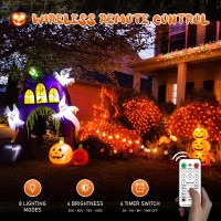 Jmexsuss Orange Solar Halloween Lights Outdoor 320 Led 98Ft X 66Ft Solar Net Lights Outdoor Waterproof Solar Lights With 8 M