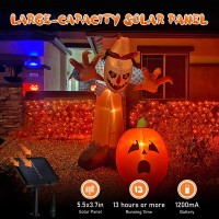 Jmexsuss Orange Solar Halloween Lights Outdoor 320 Led 98Ft X 66Ft Solar Net Lights Outdoor Waterproof Solar Lights With 8 M