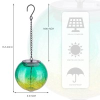 Hanging Solar Lights Outdoor Solar Lanterns Outdoor Decorative Cracked Glass Ball Lights Solar Powered Waterproof Led Globe Lant