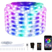 Ollrieu 32.8Ft Led Strip Lights, Waterproof Rope Lights, App Control Via Bluetooth, Remote And Control Box, For Indoor, Outdoor, Party, Garden, Home Decor