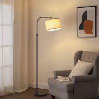 Edishine Arched Floor Lamp For Living Room, Arc Standing Tall Lamp With Adjustable Linen Lamp Shade, Modern Minimalist Corner Reading Light For Bedroom, Office, 62